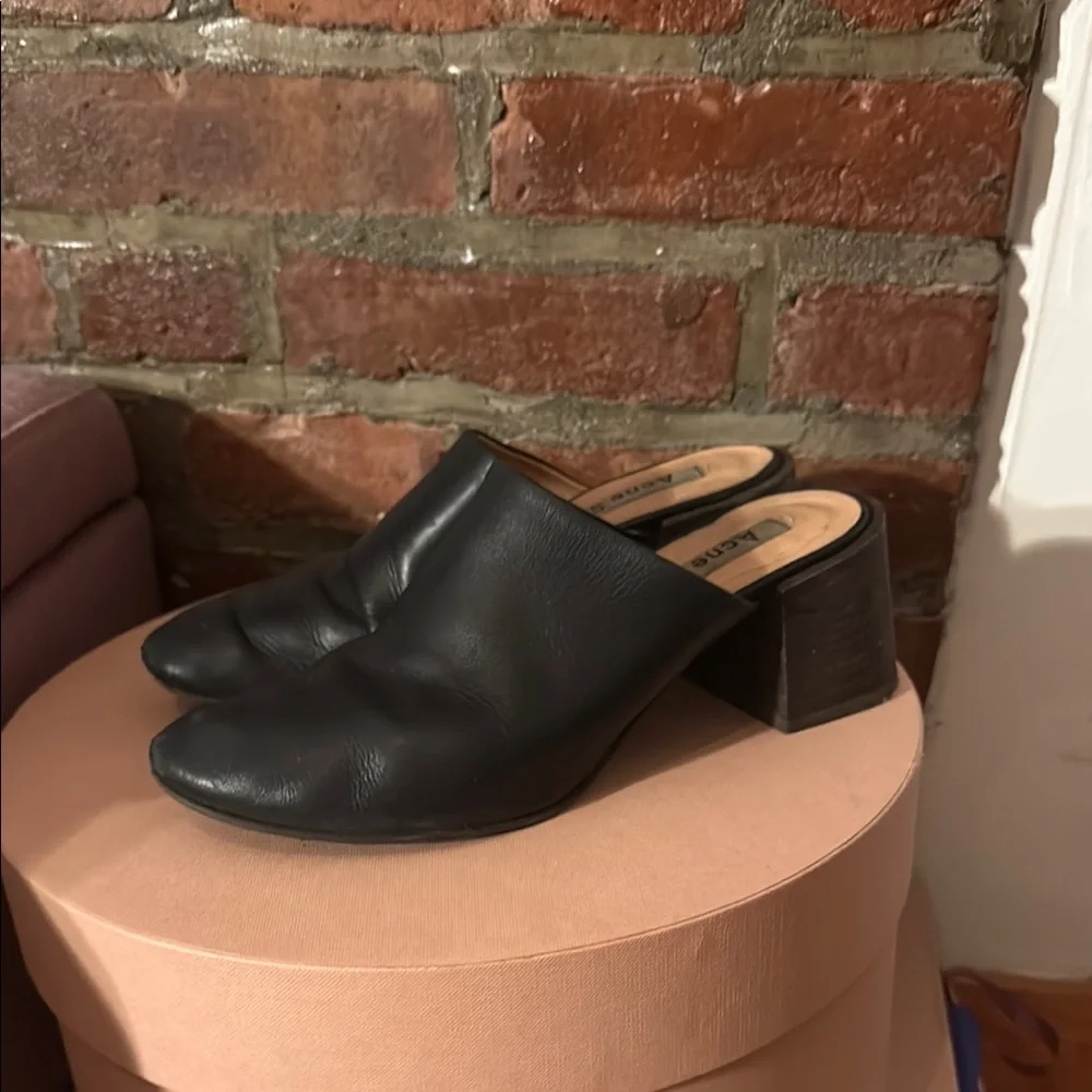 ❤️ ACNE Studios La Garçonne Black Leather Mules Sihl - Picture 3 of 8